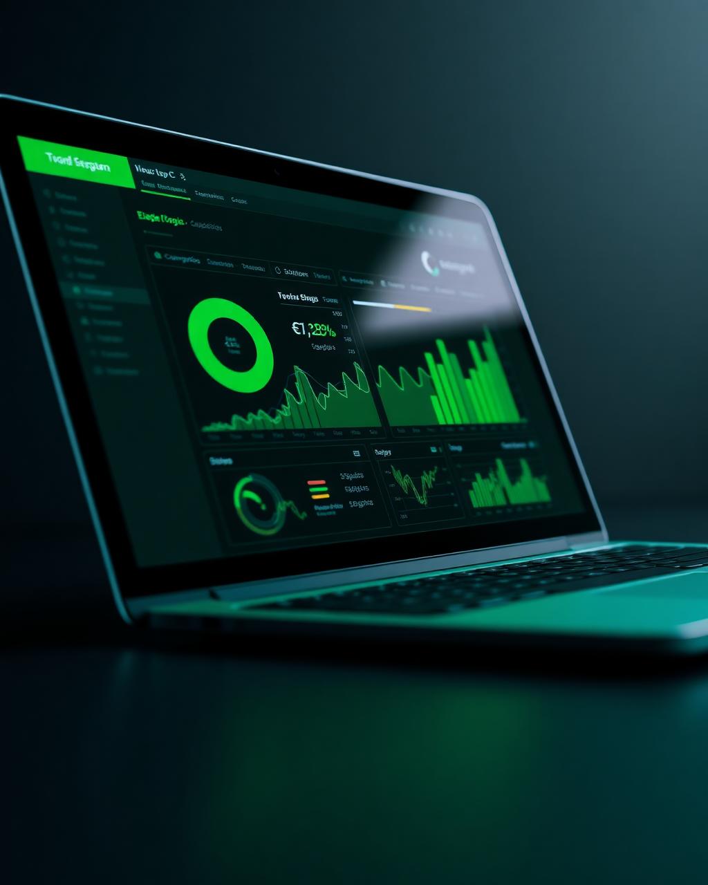 Tableau de bord CRM avec graphiques verts